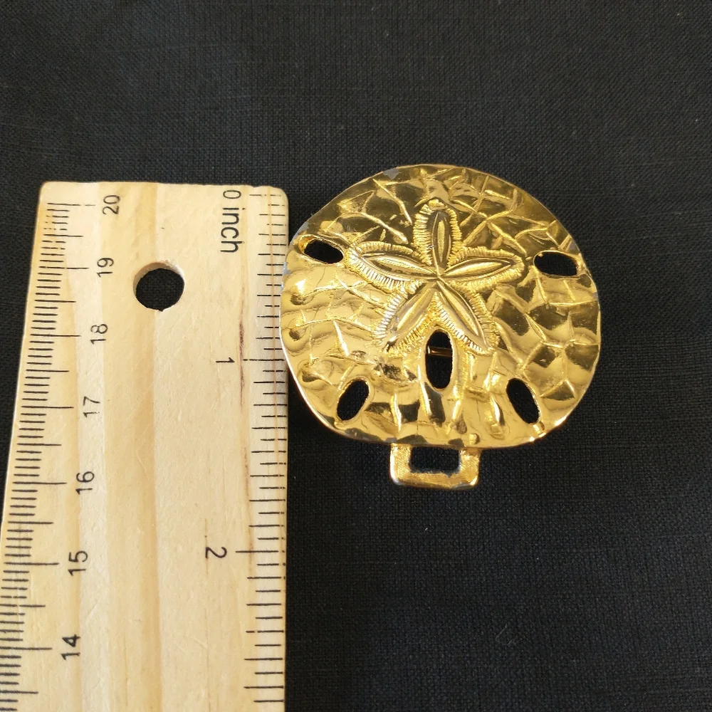 Vintage Dotty Smith Sand Dollar Gold Tone Belt Buckle ONLY ONE Replacement Retro
